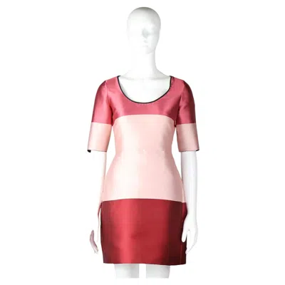 Pre-owned Fendi Colourblock Satin Mini Dress — 2006/2007 — It42 In Sand