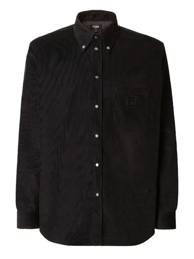 Fendi Comfort Fit Needlecord Shirt Clothing In Black