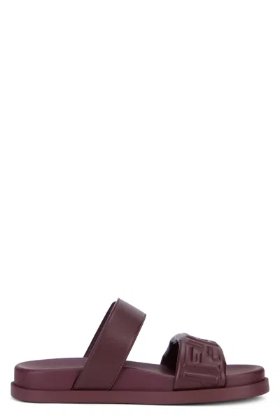 Fendi Comfortable Slip-on Sandals With Double Strap Design In Black