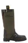 Fendi Leather Commando Ankle Boots In Animal Print