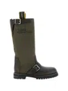 Fendi Leather Commando Ankle Boots In Green