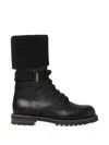 Fendi Commando Mohair-cuff Leather Boots In Multi