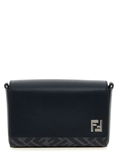 Fendi Compact Bag Squared Ff Crossbody Bags Blue In Pattern