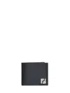 Fendi Men Compact Black Leather Bi-fold Wallet In Multi