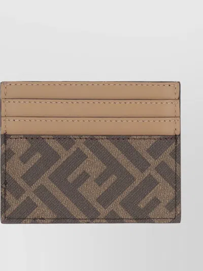 Fendi Compact Geometric Card Holder With Leather Stitching