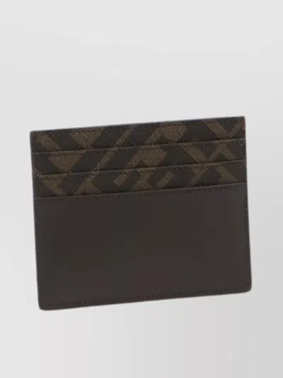Fendi Compact Leather And Canvas Cardholder