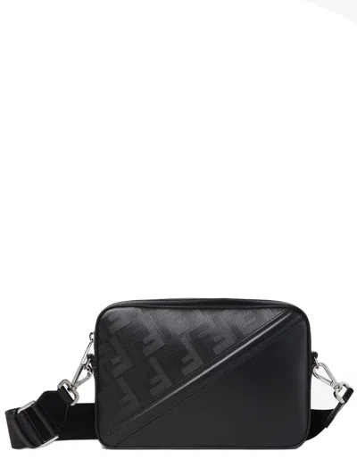 Fendi Compact Mini Shoulder Handbag 22x15x4.5 Cm In Black