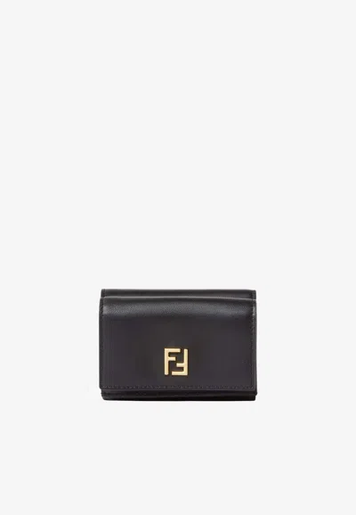 Fendi Compact Monogram Wallet In Black