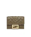 Fendi Compact Three-fold Baguette Wallet In Green