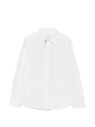 Fendi Kids' Concealed-fastening Long-sleeve Shirt In White