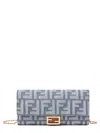 Fendi Ff Print Denim Wallet In Blue