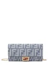 Fendi Portafoglio In Denim Ricamato  Donna In Blue
