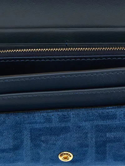 Fendi Mini Baguette Jacquard Chain Pouch In Purple