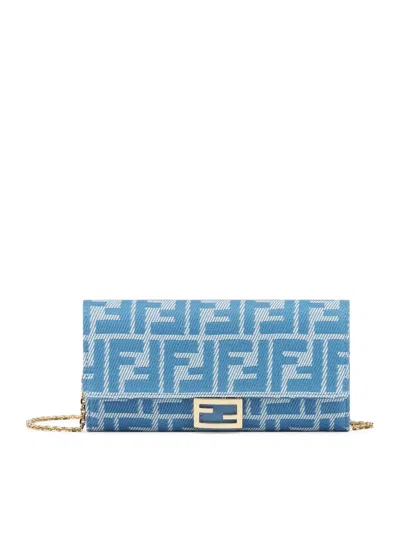 Fendi Continental Chain Baguette In Blue