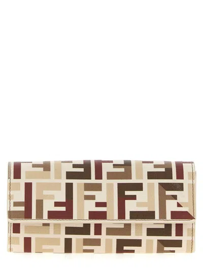 Fendi 'continental  Roma' Wallet On Chain In Brown