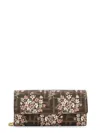 Fendi Flower Bouquet Ff Fabric Wallet With Chain Accessories In Brown