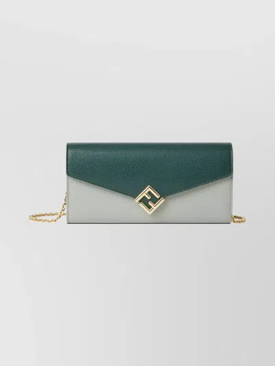 Fendi Continental Wallet Chain Strap In Green