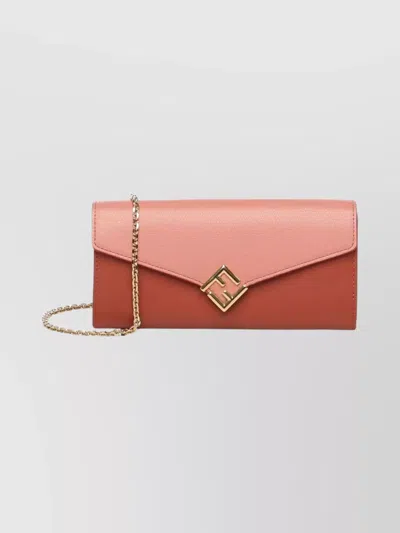 Fendi Continental Wallet Chain Strap In Pink