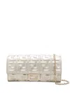 Fendi Embroidered Jacquard Baguette Wallet In Gold