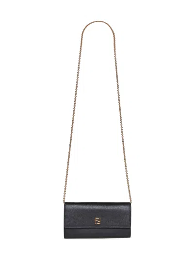 Fendi Continental Wallet On Chain In Black