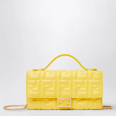 Fendi Continental With Chain Baguette Wallet In Yellow Nappa Leather With Ff Motif