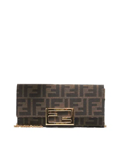 Fendi Continental With Chain In Brown