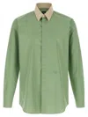 Fendi Contrast-collar Logo-embroidered Shirt In Multi