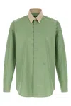 Fendi Contrast-collar Logo-embroidered Shirt In Green