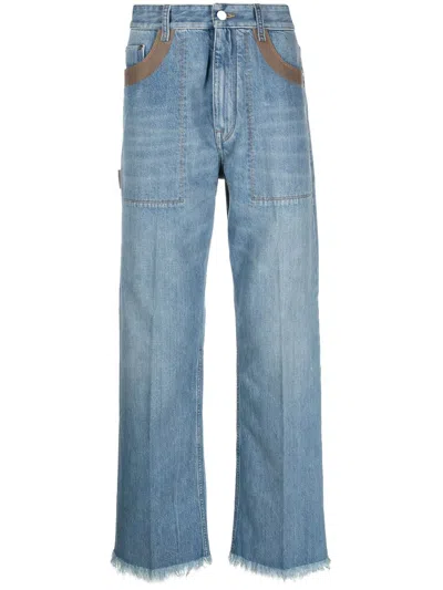 Fendi Straight-leg-jeans Mit Kontrastdetail In Blue