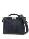 Fendi Contrast-stitching Denim Tote Bag In Blue