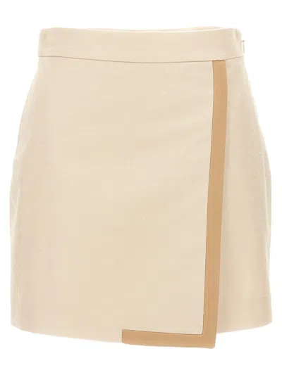Fendi Contrast Trim Skirt In Neutral