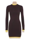 Fendi Short Fitted Pink Wool Dress In Brown