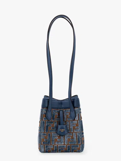 FENDI CONVERTIBLE BUCKET BAG IN VELVET WITH ALL-OVER FF LOGO