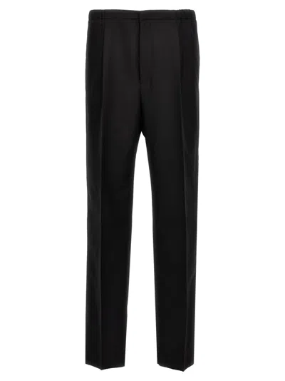 Fendi Waistband Straight Leg Trousers Side Back In Black