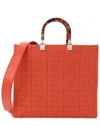 Fendi Sunshine Medium Canvas Shopper Tote In Orange