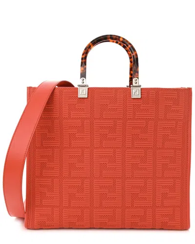 Fendi Sunshine Medium Canvas Shopper Tote In Orange