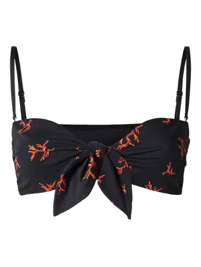 FENDI CORAL-PRINT TIE-FRONT BIKINI TOP