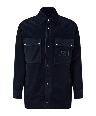 Fendi Corduroy Blouson In Blue