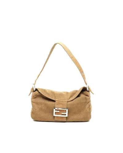 Pre-owned Fendi Corduroy Fold Over Baguette Bag In Other