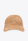 Fendi Corduroy Logo Baseball Cap In Beige