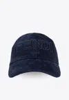 Fendi Corduroy Logo Baseball Cap In Navy
