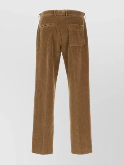 Fendi Corduroy Straight Leg Trousers With Back Pocket In Beige