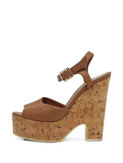 Pre-owned Fendi Cork Wedge Sandals In Brown