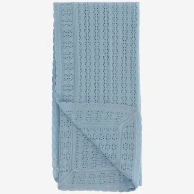Fendi Cotton And Cashmere Knit Blanket In Blue