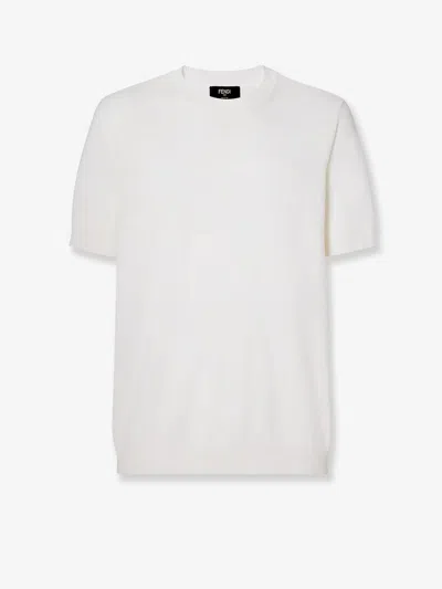 Fendi Cotton And Cashmere Sweater In White
