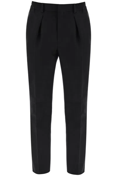 Fendi Cotton And Hemp Blend Trousers. In Black