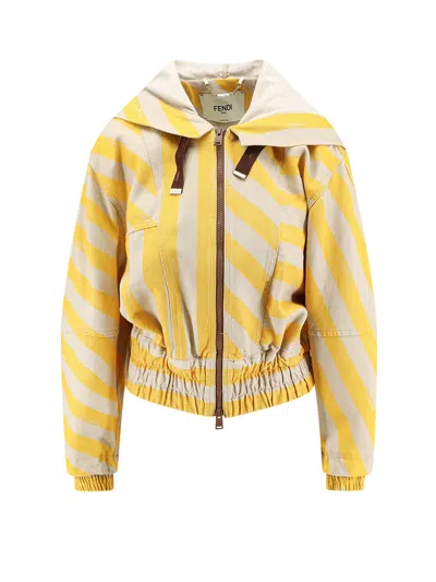 Fendi Cotton And Linen Jacket In Yellow
