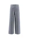 Fendi Women Cotton And Linen Trousers With All-over Ff Motif