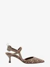 Fendi Cotton And Raffia Slingback With Jacquard Ff Motif