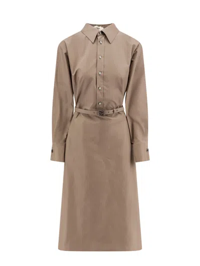 Fendi Cotton And Silk Chemisier Dress In Multicolor